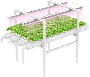 DPROOTS NFT Hydroponic Growing System Kit - Full-Spectrum Grow Lights & Timer | 36 Plant Sites | Food-Grade PVC-U Pipes | Auto Water Pump & Timer | Indoor Gardening for Leafy Greens, Lettuce & Herbs