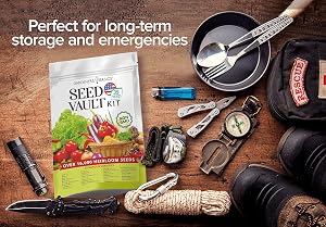 Gardeners Basics Survival Vegetable Seeds Garden Kit Over 16,000 Seeds Non-GMO and Heirloo